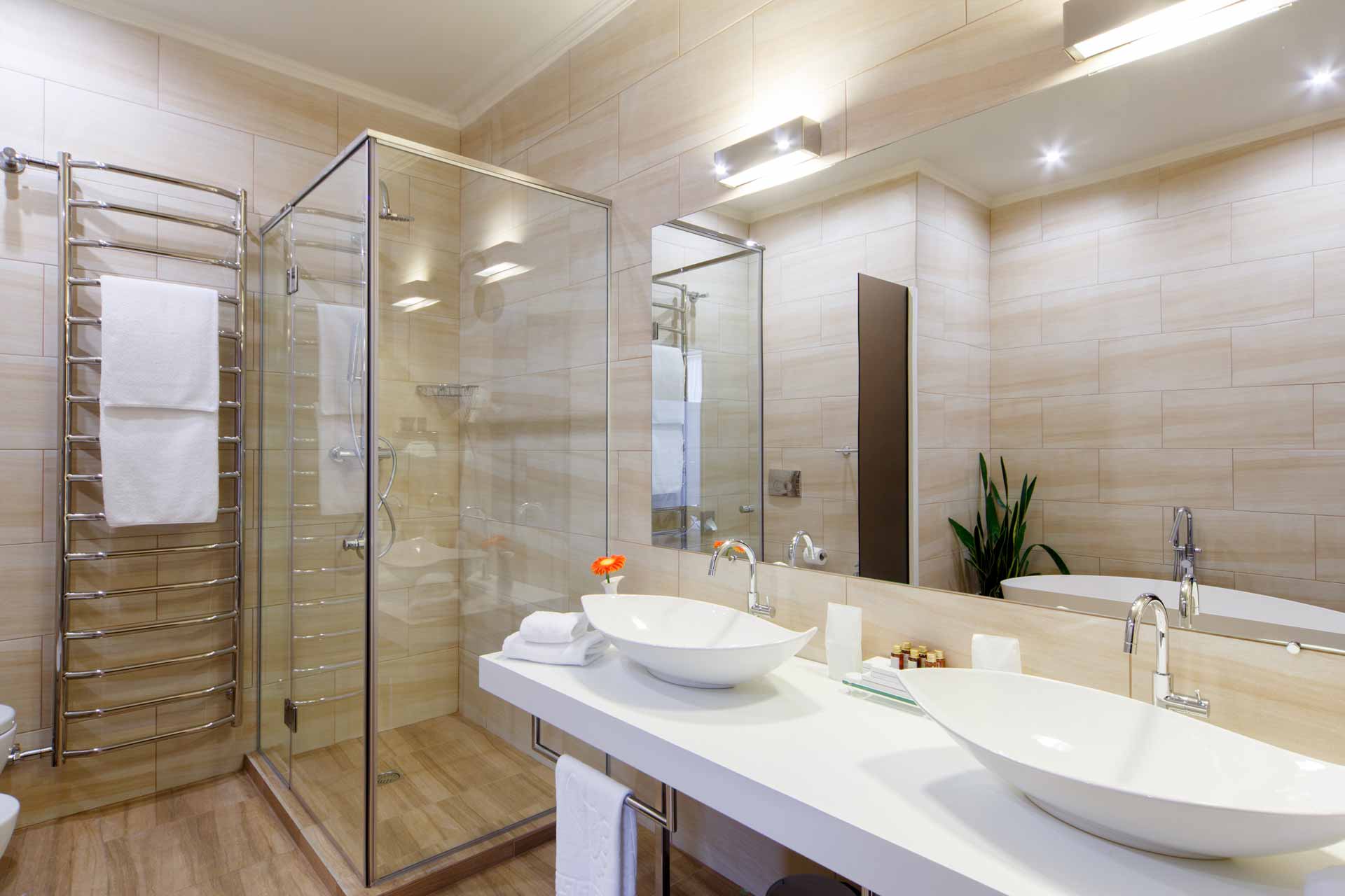 Bathroom with glass shower