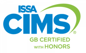 Badge representing a Cleaning Industry Management Standard (CIMS) Green Building (GB) with Honors certification from ISSA