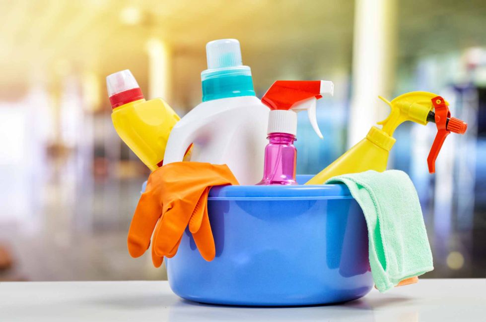 team cleaning apartment home